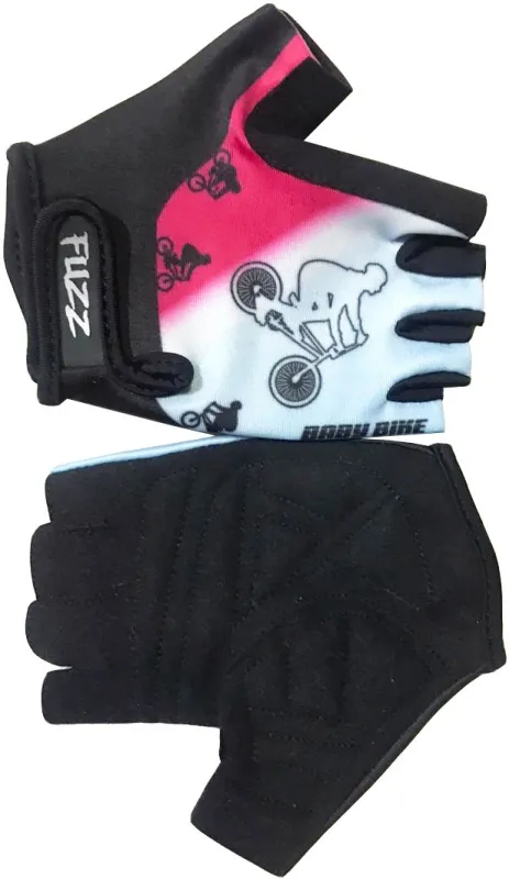 Перчатки 08-202047 детские лайкра BIKE бело-розовые, р-р 4/S (для 2-4 лет), GRIP GEL,  на липучке FU