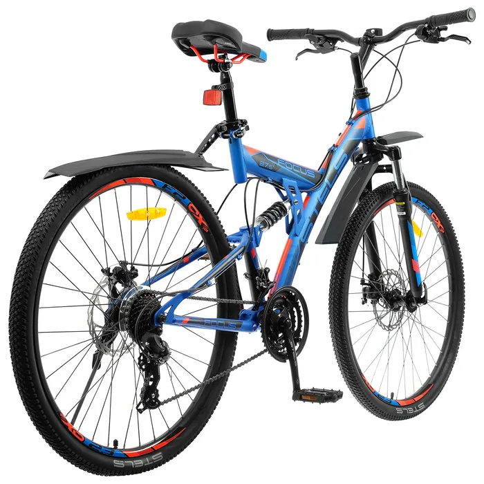 Фото Велосипед STELS Focus MD 27.5" 21-sp   19" Синий/неоновый-красный  V010 велосипеды 