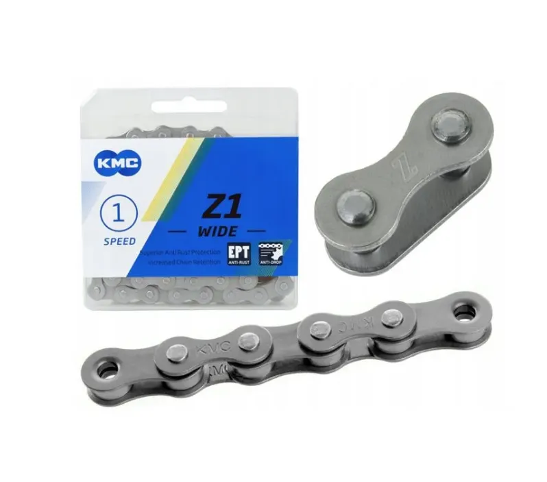 Цепь KMC Z-1W для 1 скорости, 1/2"х1/8, 112 звеньев, пин 8.6 мм, повыш. прочность, (Z-510), серая