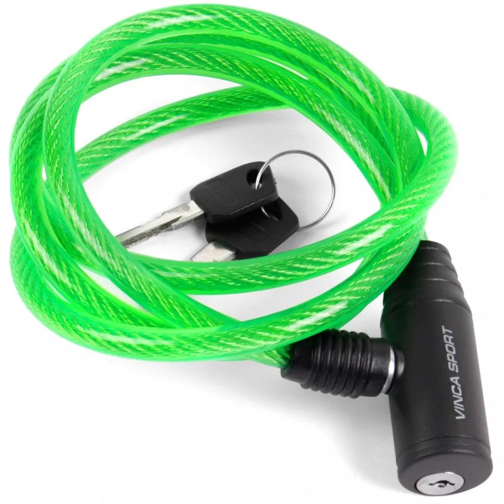 Замок велосипедный Vinca Sport 8*1200мм зеленый тросик